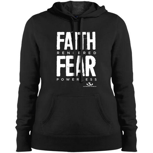 FAITH RENDERED FEAR POWERLESS  Ladies' Pullover Hooded Sweatshirt - The Shield of Light