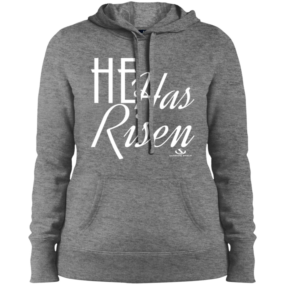 HE HAS RISEN Ladies' Pullover Hooded Sweatshirt - The Shield of Light