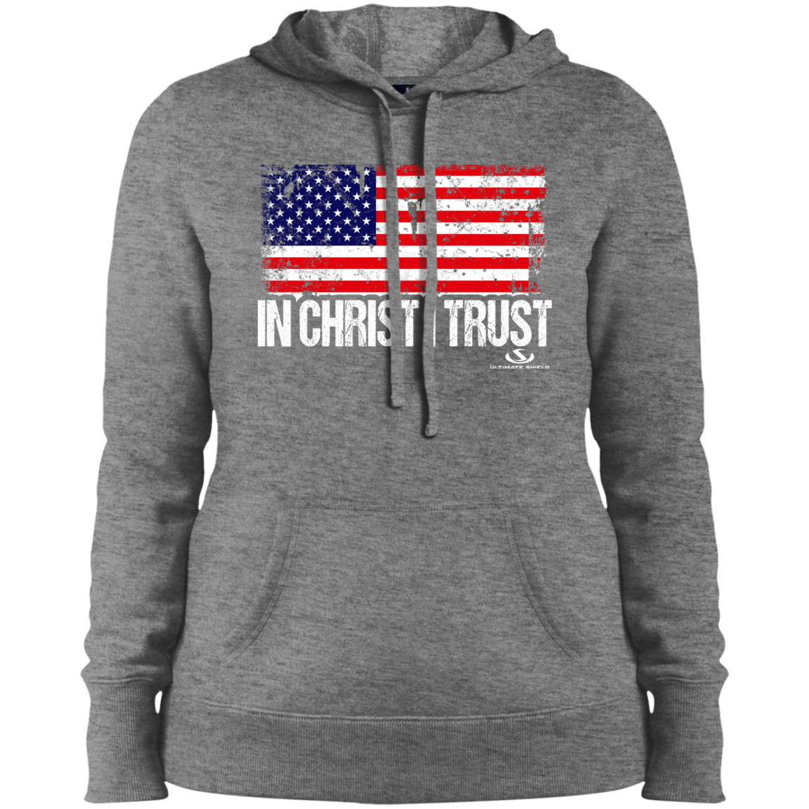 IN CHRIST I TRUST Ladies' Pullover Hooded Sweatshirt - The Shield of Light