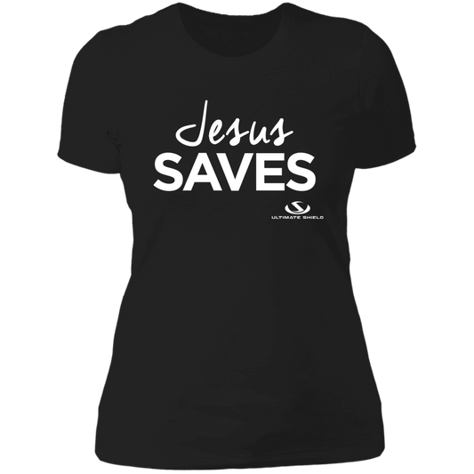 JESUS SAVES  Ladies' Boyfriend T-Shirt - The Shield of Light