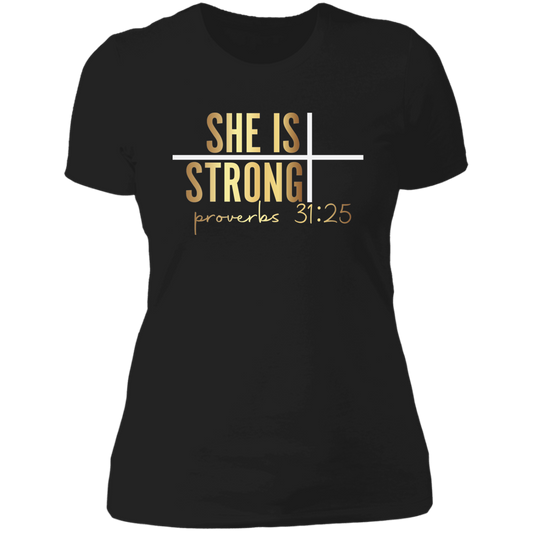 SHE IS STRONG Ladies' Boyfriend T-Shirt - The Shield of Light