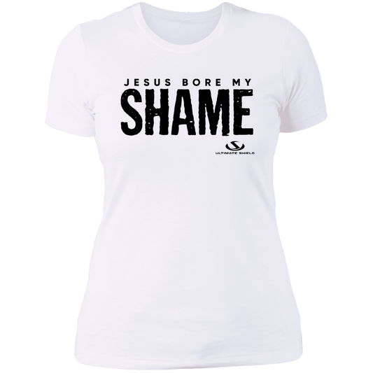 JESUS BORE MY SHAME  Ladies' Boyfriend T-Shirt - The Shield of Light