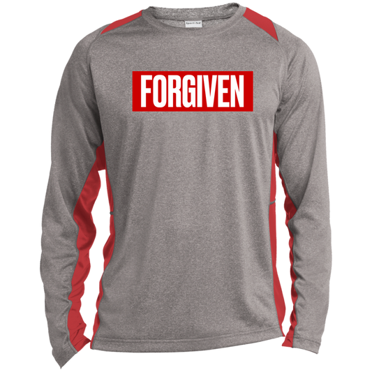 FORGIVEN Long Sleeve Heather Colorblock Performance Tee - The Shield of Light