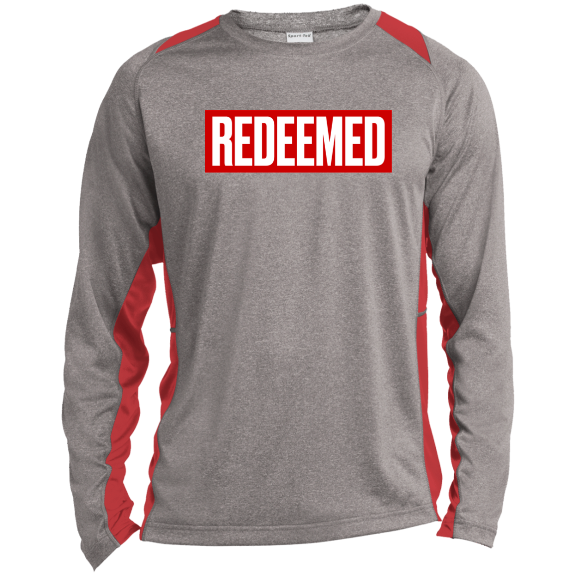 REDEEMED Long Sleeve Heather Colorblock Performance Tee - The Shield of Light