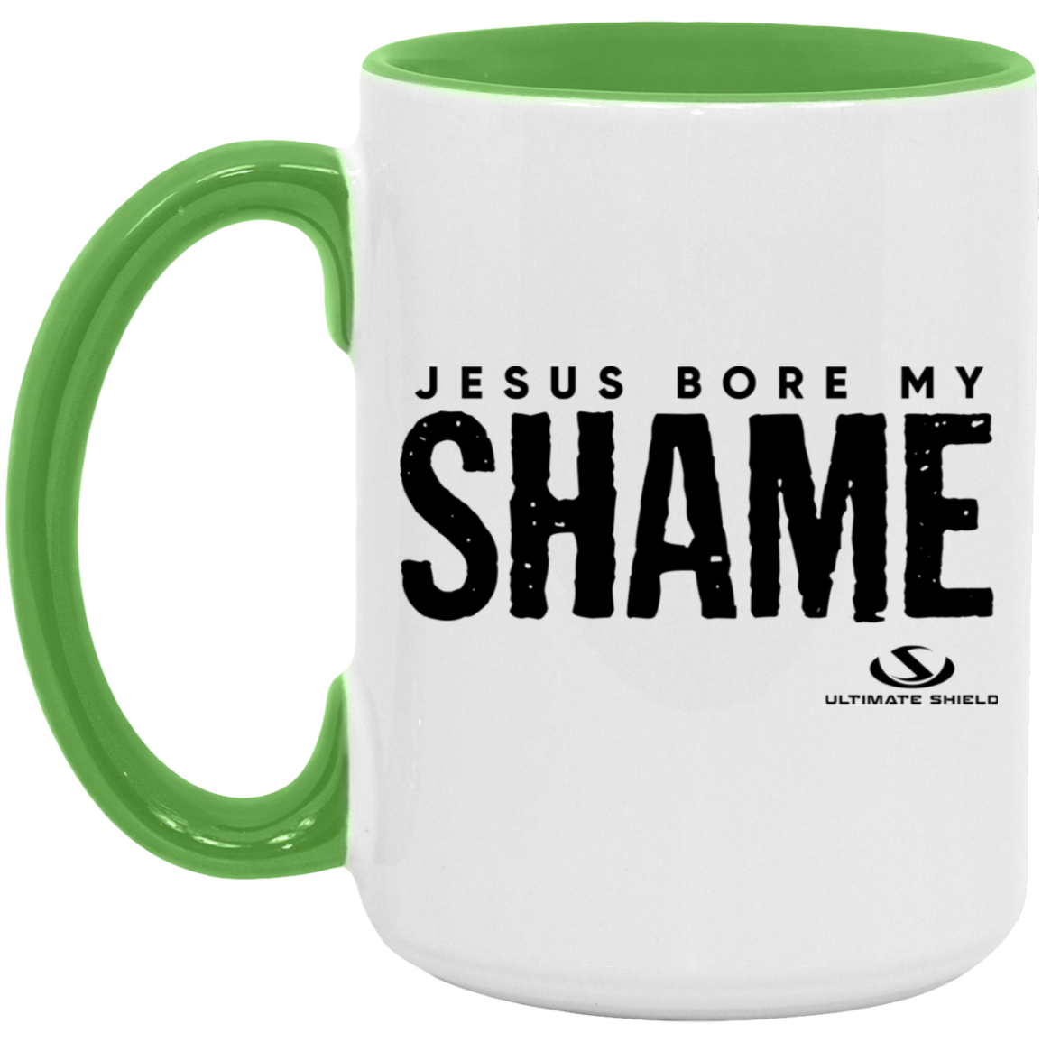 JESUS BORE MY SHAME 15oz. Accent Mug - The Shield of Light