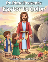 Bible coloring book titled "Easter to Color" by Dr. Dime Presents, featuring religious illustrations on the front cover.